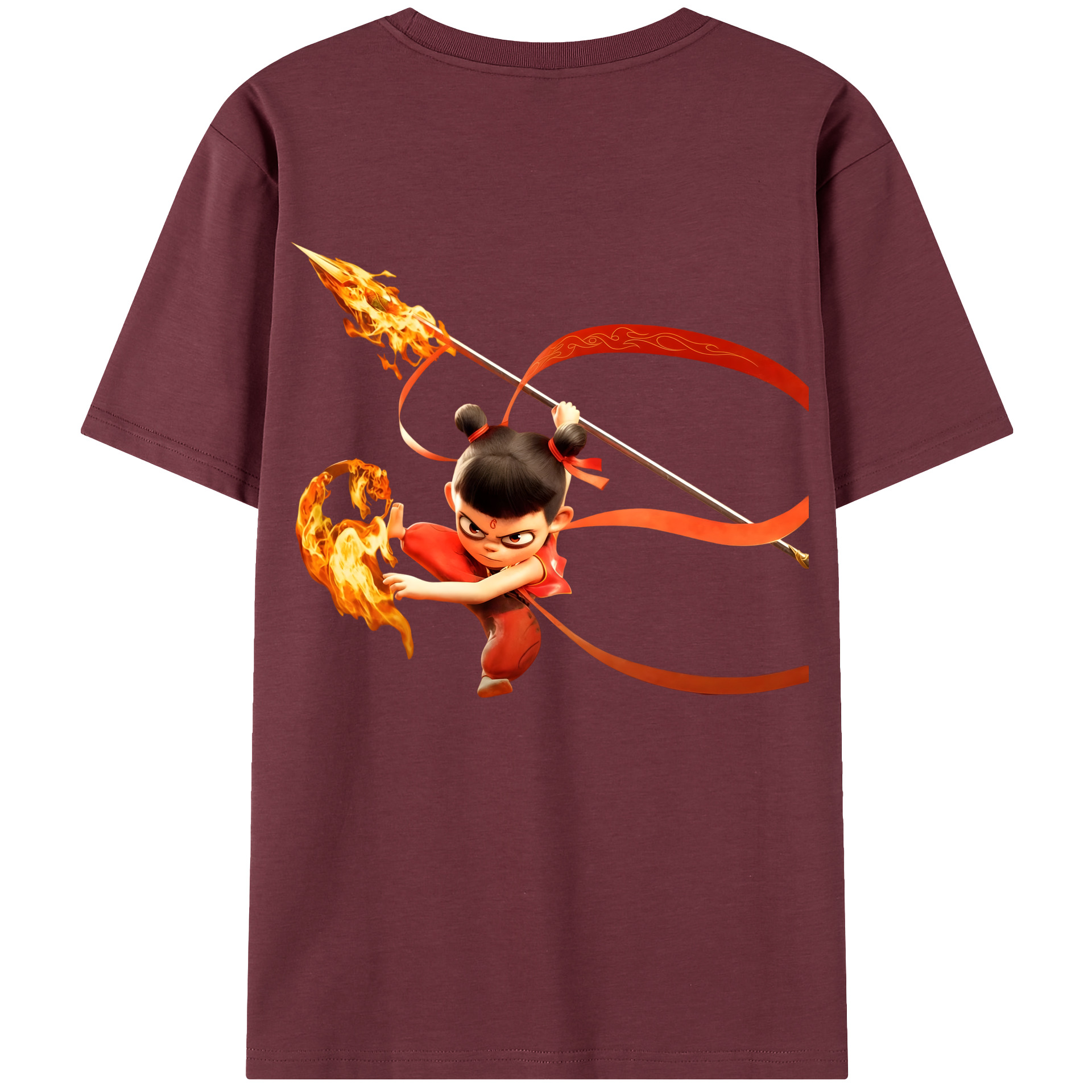 （画像用） Ne Zha 2 ナタ 魔童の大暴れ 綿100％半袖Tシャツ（背面プリント）